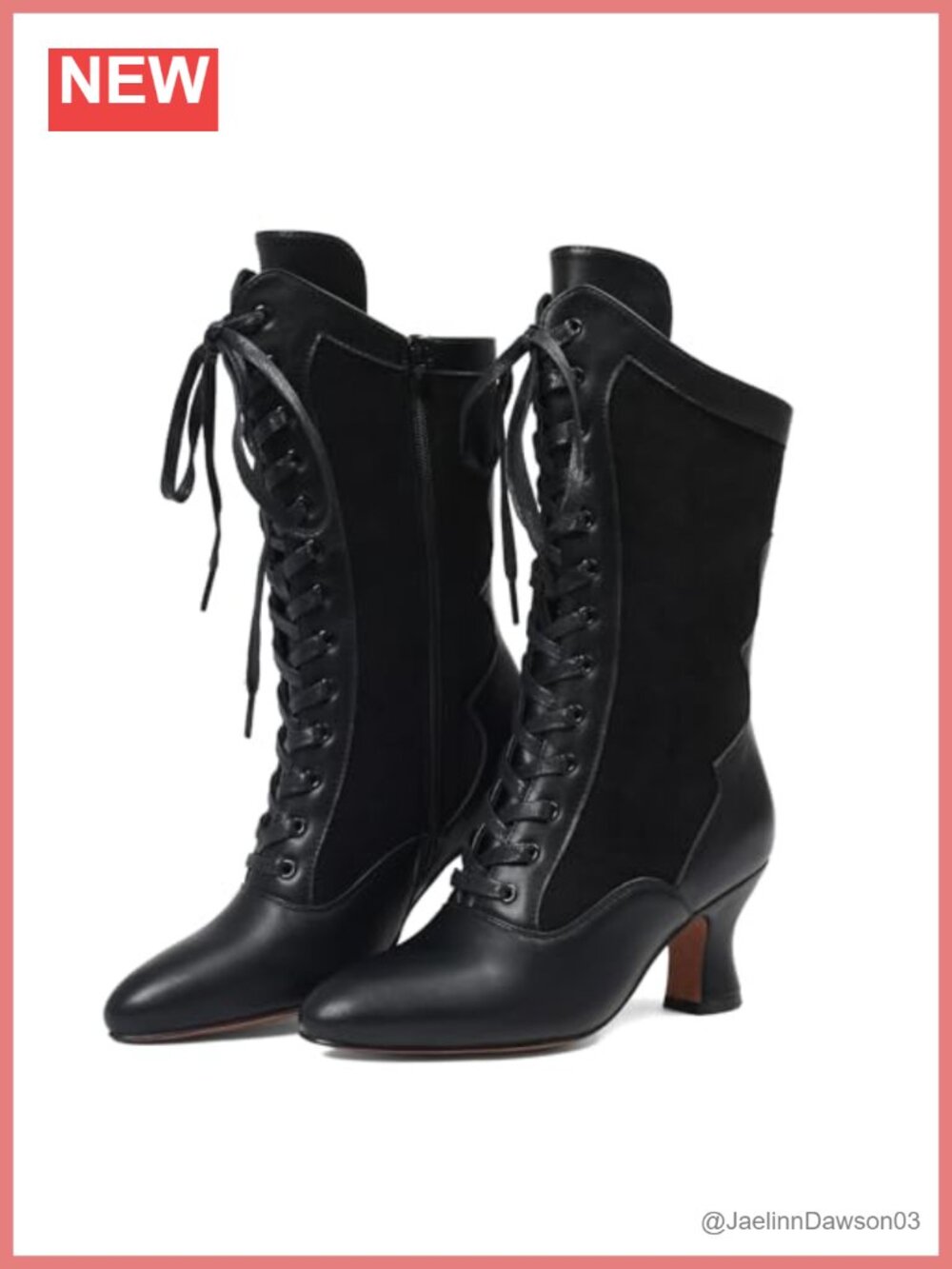 Womens Victorian Medieval Lace Up Boots High Heel Cosplay Non Slip Vegan
